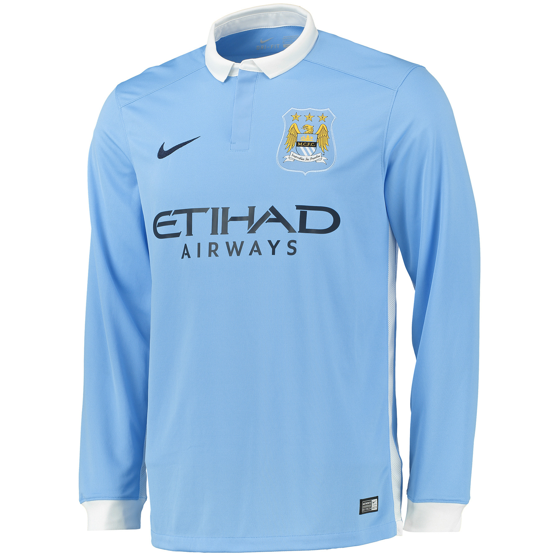 Manchester City Home Shirt 2015/16 - Long Sleeve Sky Blue